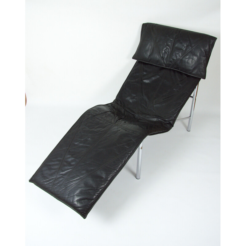 Vintage black leather lounge chair by Tord Björklund