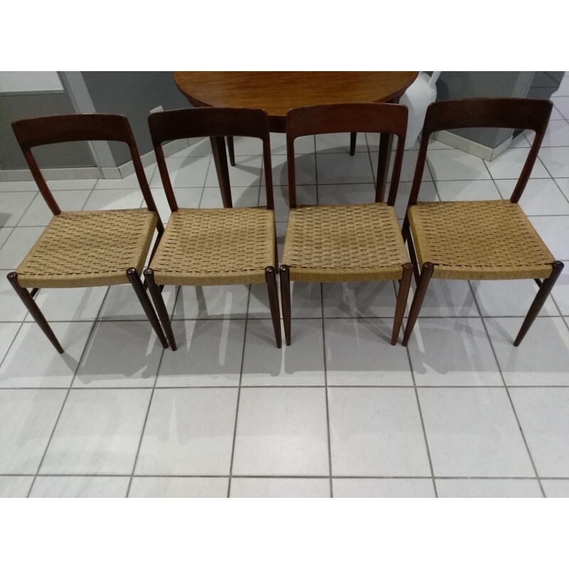 Set of 4 vintage Scandinavian dining chairs by Niels Otto Møller