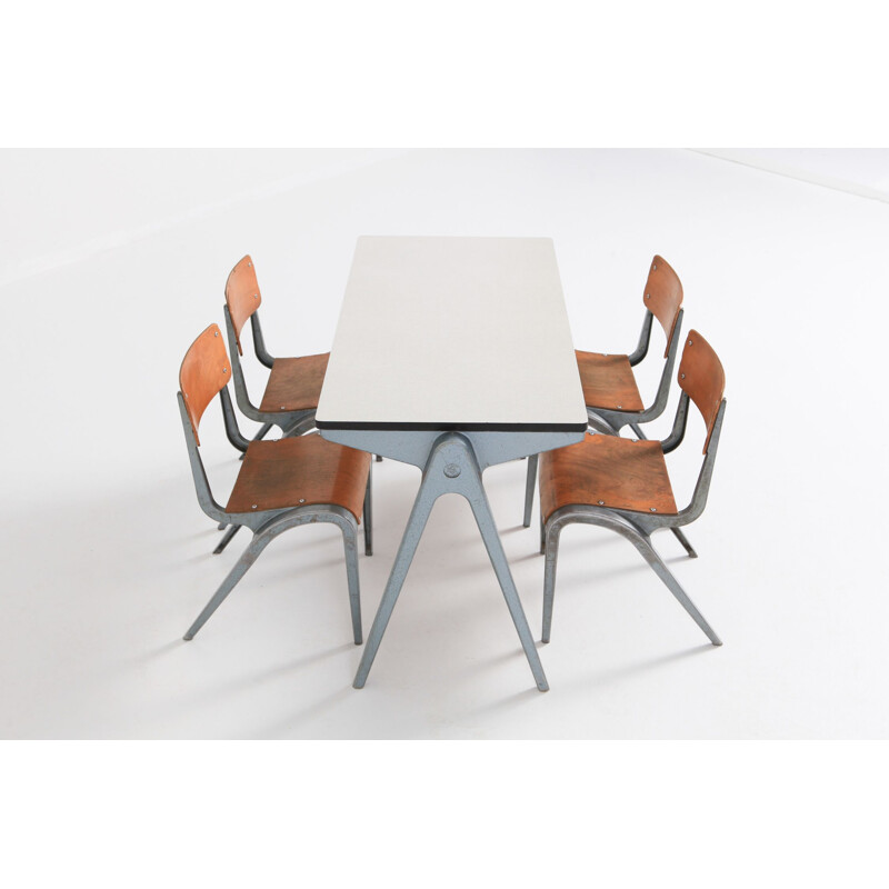 Vintage industrial desk with chairs for kids by James Leonard for Esavian