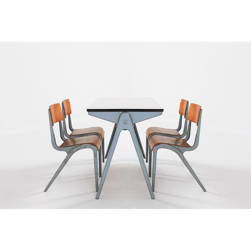 Vintage industrial desk with chairs for kids by James Leonard for Esavian