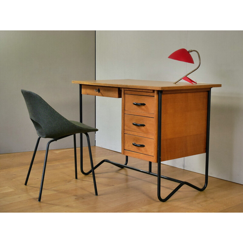 Bureau vintage français en chêne