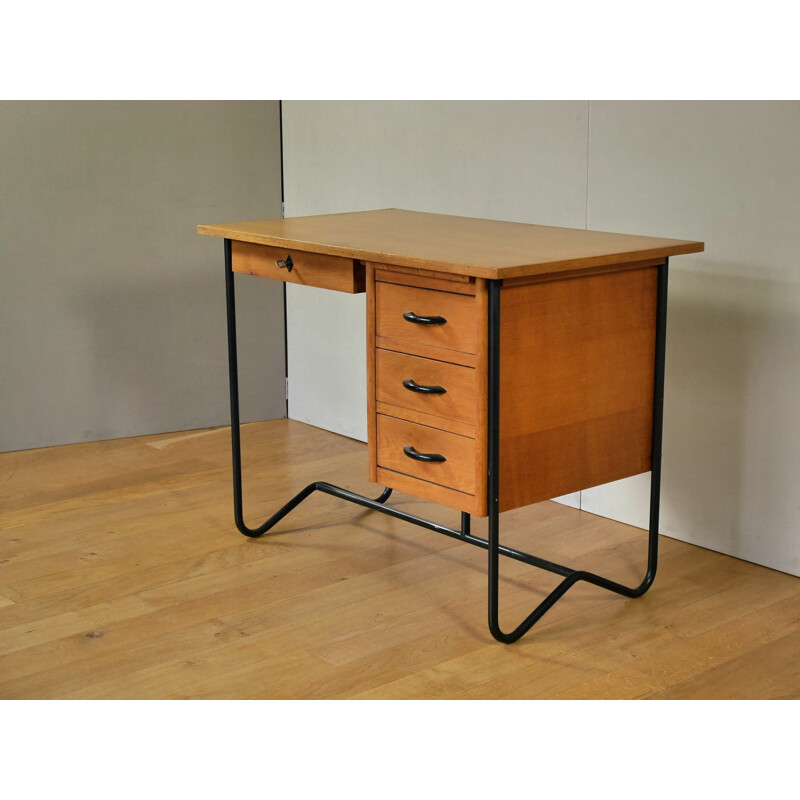 Bureau vintage français en chêne