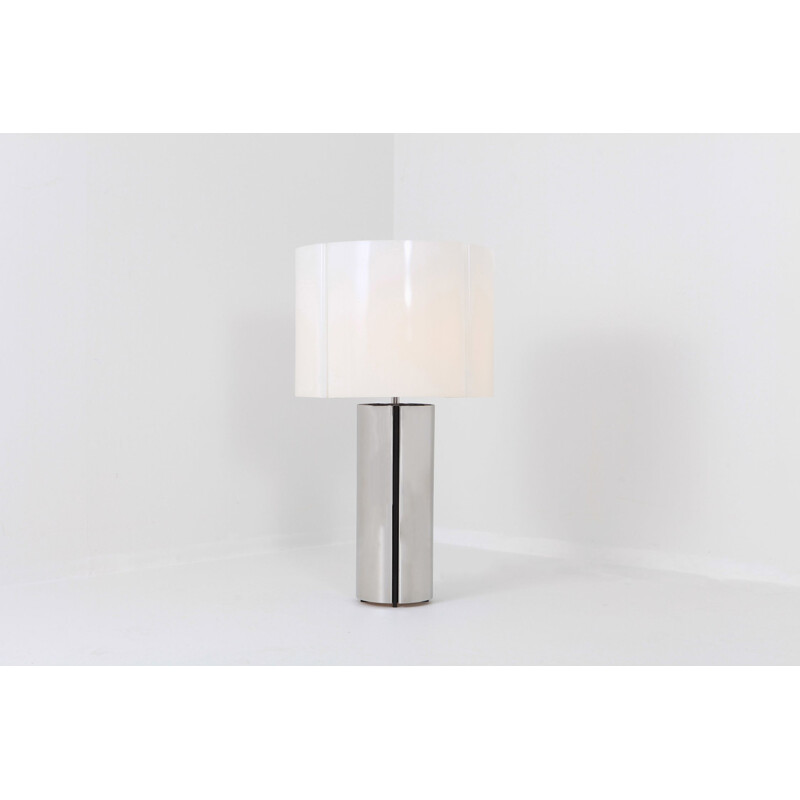 Lampe de table vintage en chrome par Gaetano Sciolari