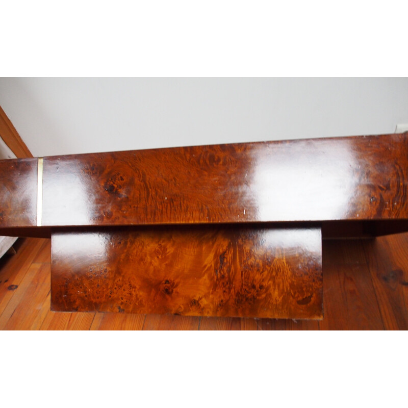 Vintage coffee table with burl wood