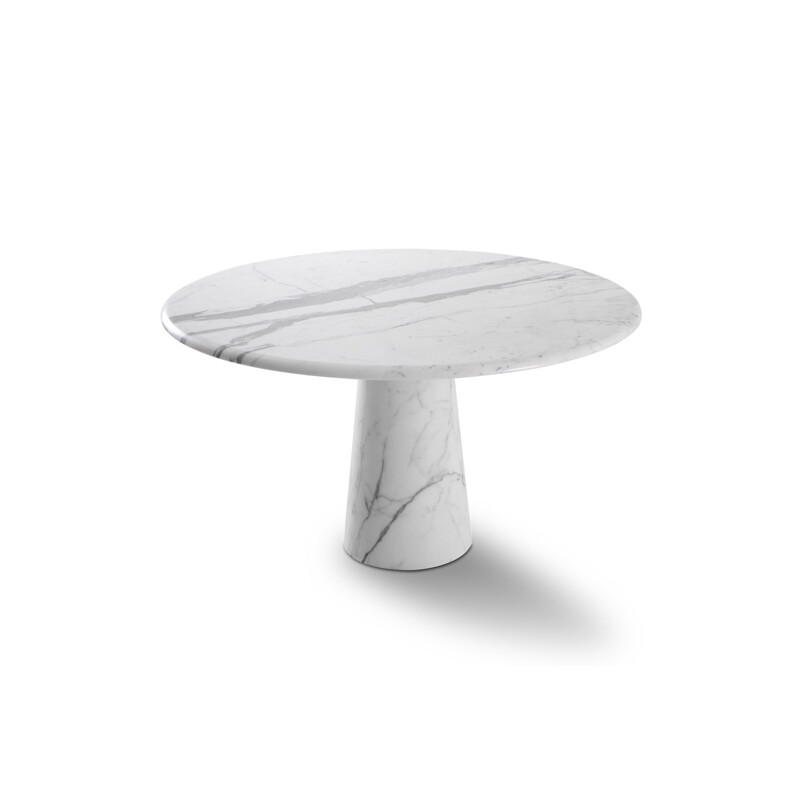 Table vintage italienne ronde en marbre de Carrare