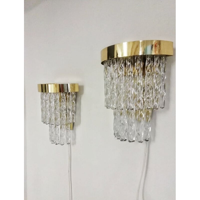 Set of 2 vintage crystal wall lamps