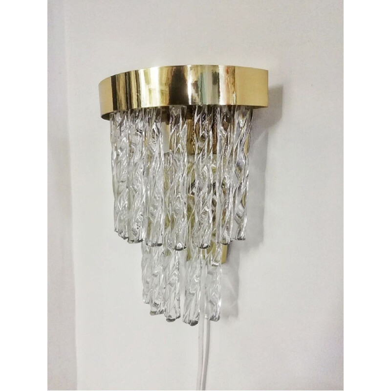 Set of 2 vintage crystal wall lamps