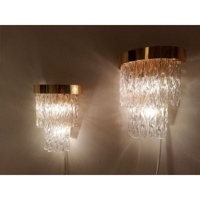 Set of 2 vintage crystal wall lamps