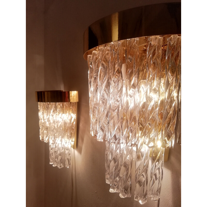 Set of 2 vintage crystal wall lamps