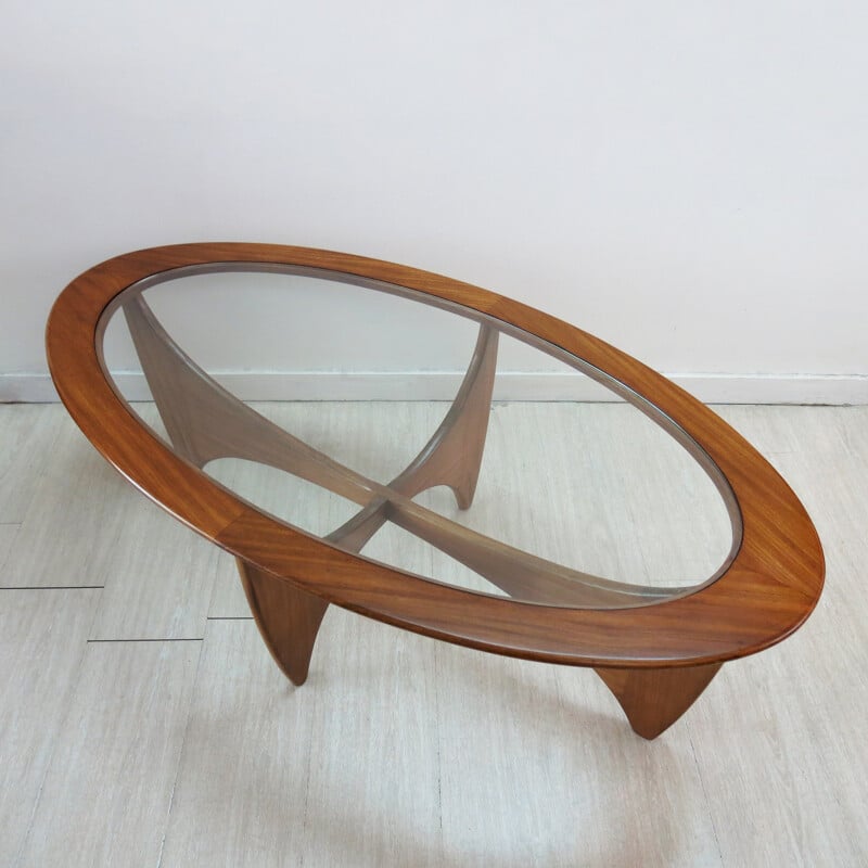 Astro oval coffee table in teak and glass, Victor WILKINS - 1960s