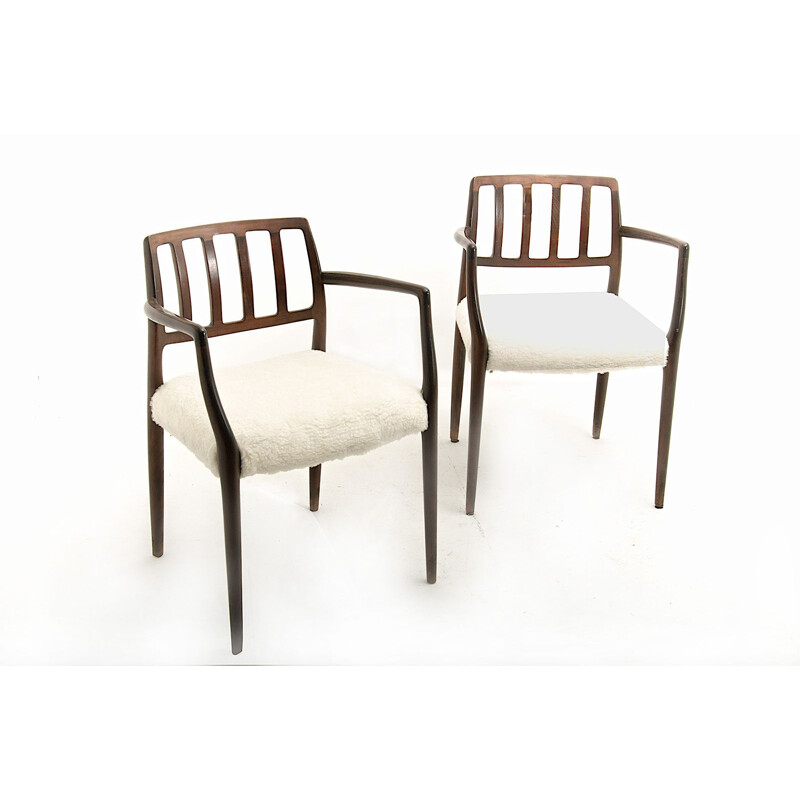 Set of 2 vintage armchairs in teak by Niels Otto Møller