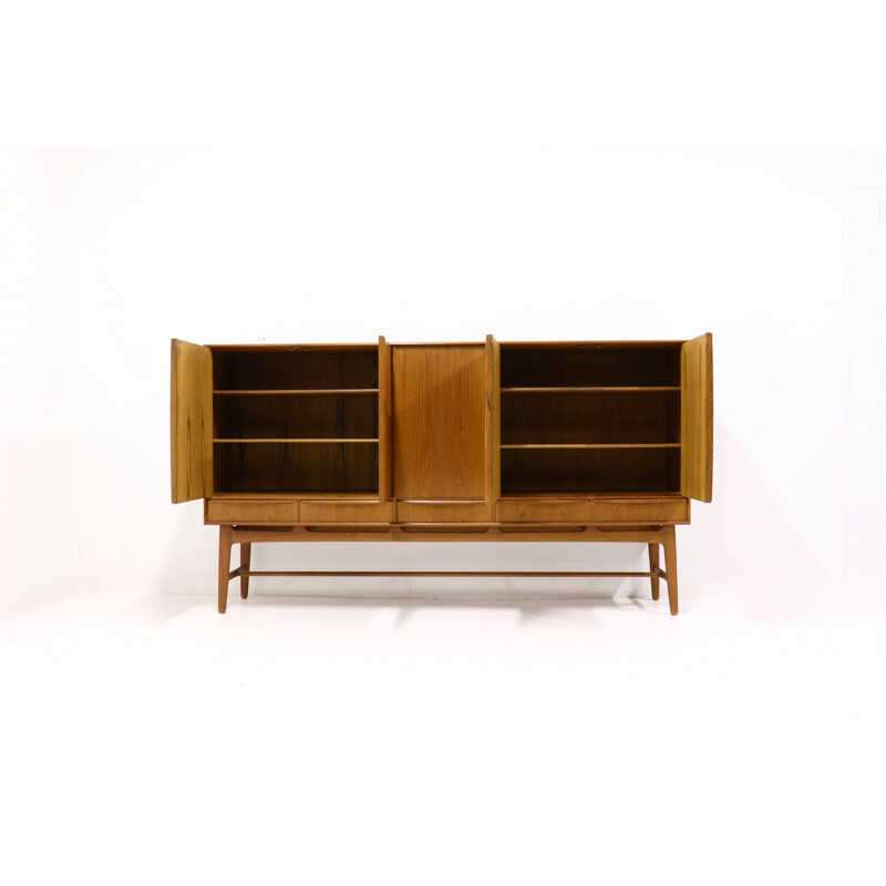 Vintage Scandinavian highboard in teak by Svend Aage Madsen for K. Knudsen & Søn