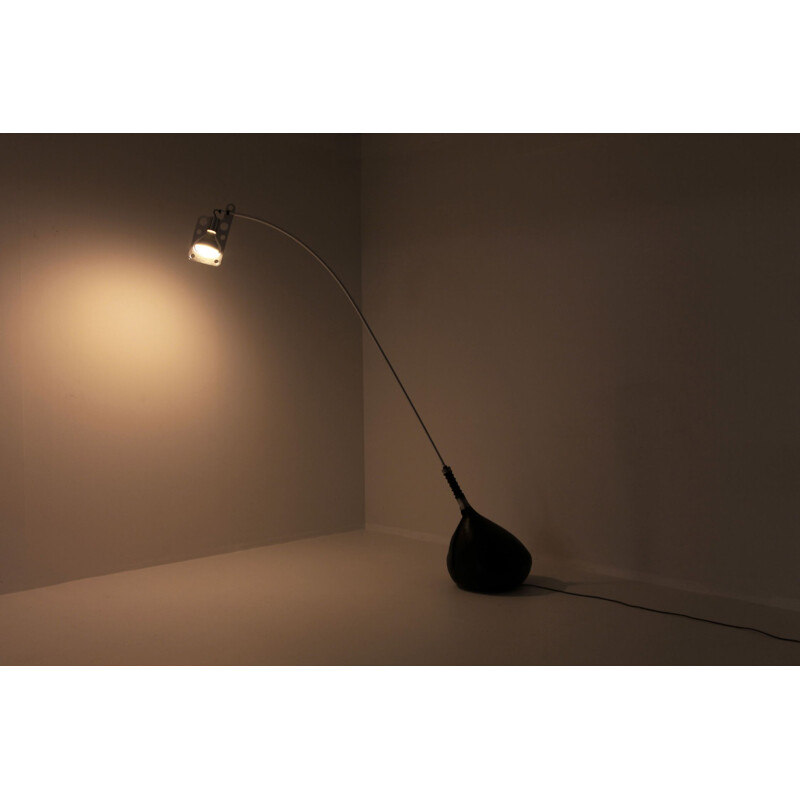 Vintage Bul-Bo floor lamp for Linea GB in chrome and leather