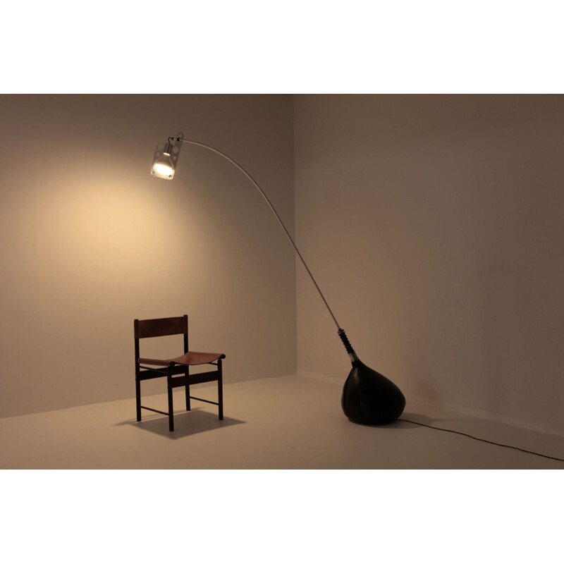 Vintage Bul-Bo floor lamp for Linea GB in chrome and leather