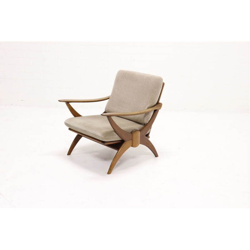 Vintage teak and fabric armchair by Ster Gelderland 1950s