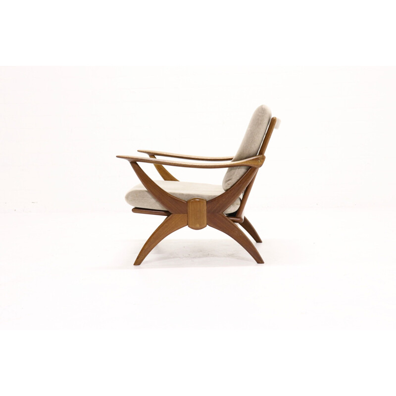 Vintage teak and fabric armchair by Ster Gelderland 1950s