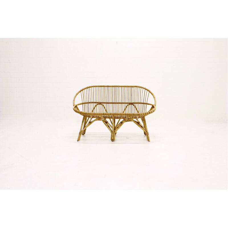 Vintage rattan sofa by Rohé Noordwolde 1960