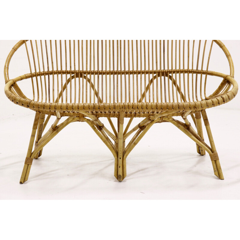 Vintage rattan sofa by Rohé Noordwolde 1960