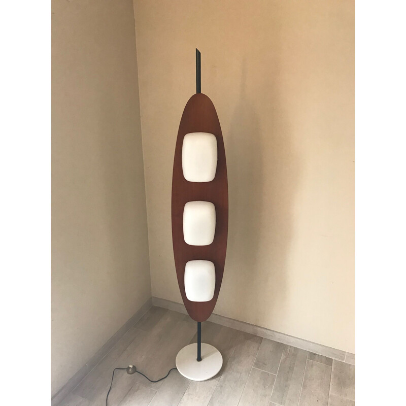 Lampadaire vintage surf en teck et marbre 1960 