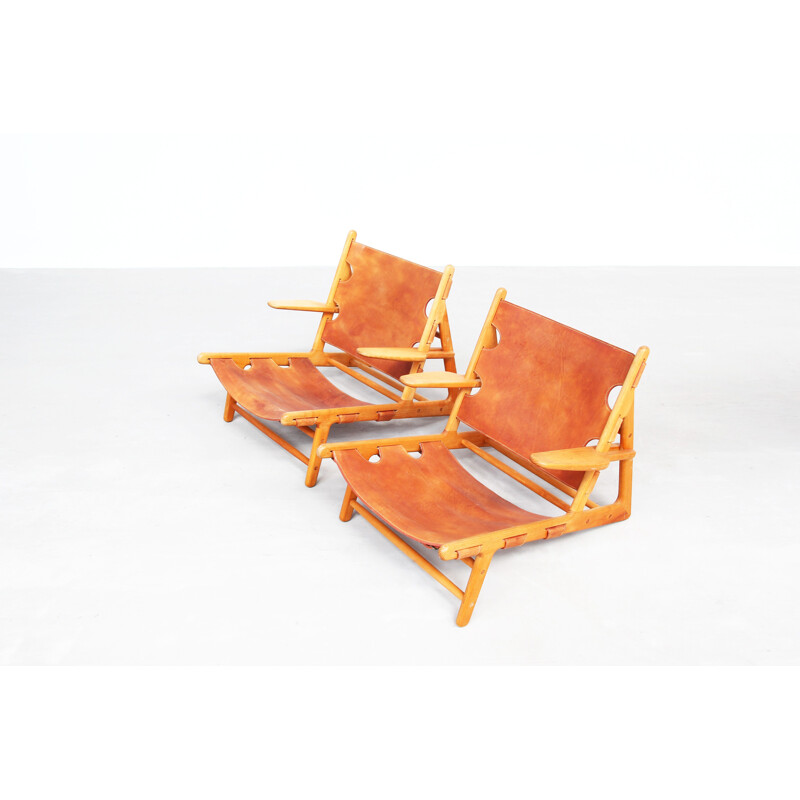 Pair of vintage Hunting Lounge Chairs by Børge Mogensen for Fredericia