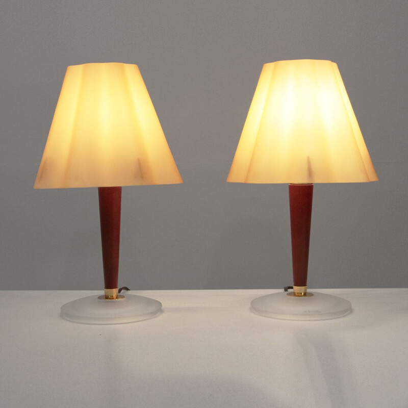 Coppia di lampade vintage in vetro di Fabbian, 1990