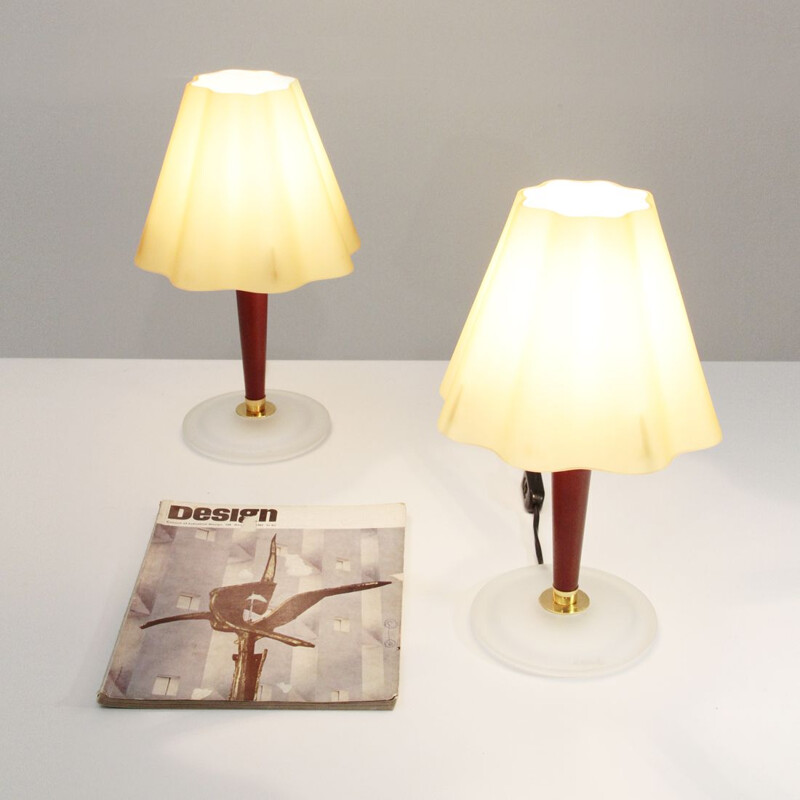 Coppia di lampade vintage in vetro di Fabbian, 1990