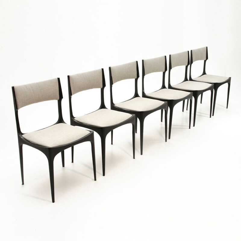 Set of 6 grey dining chairs by Giuseppe Gibelli