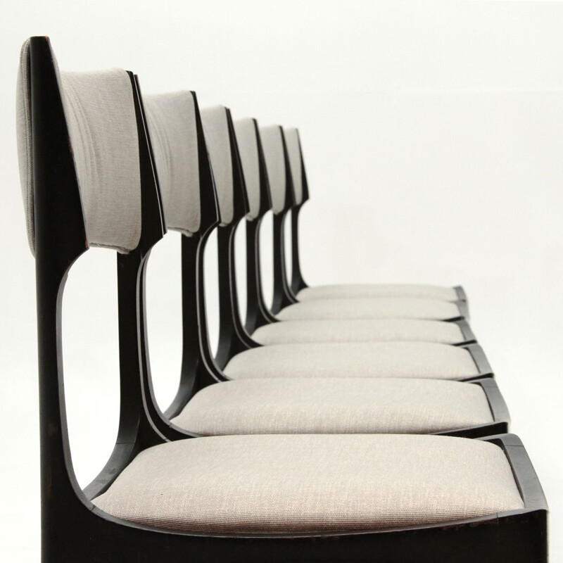 Set of 6 grey dining chairs by Giuseppe Gibelli