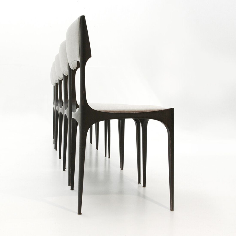 Set of 6 grey dining chairs by Giuseppe Gibelli