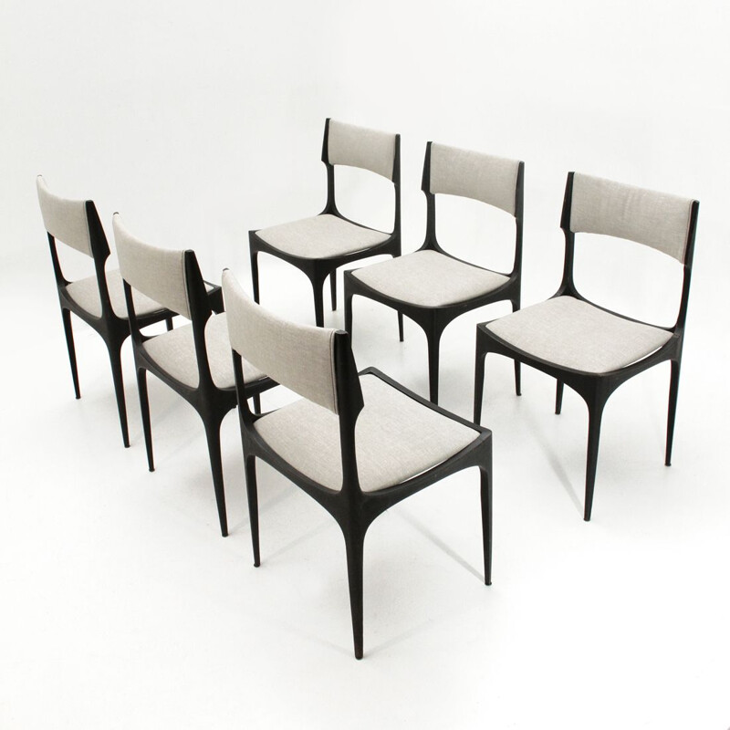 Set of 6 grey dining chairs by Giuseppe Gibelli