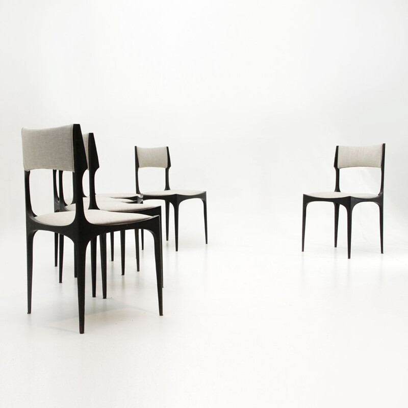 Set of 6 grey dining chairs by Giuseppe Gibelli