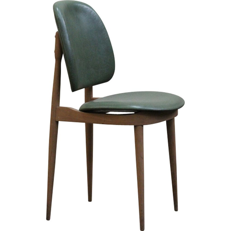 Serie de 5 chaises vintage Pégase pour Baumann en bois et skaï