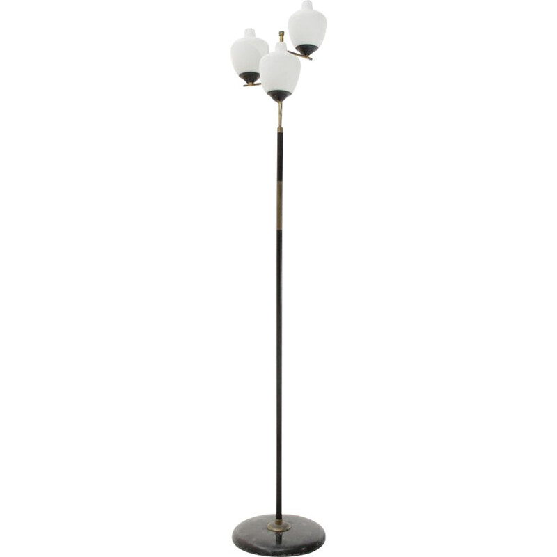 Vintage italian floor lamp in opaline and marble 1950