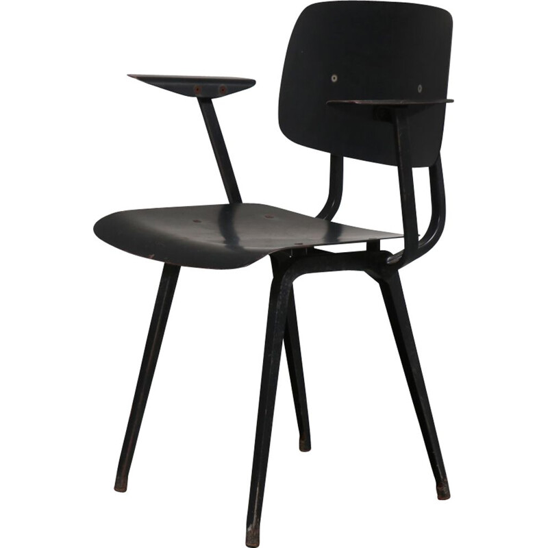 Vintage Revolt chair for Ahrend de Cirkel in black metal 1950