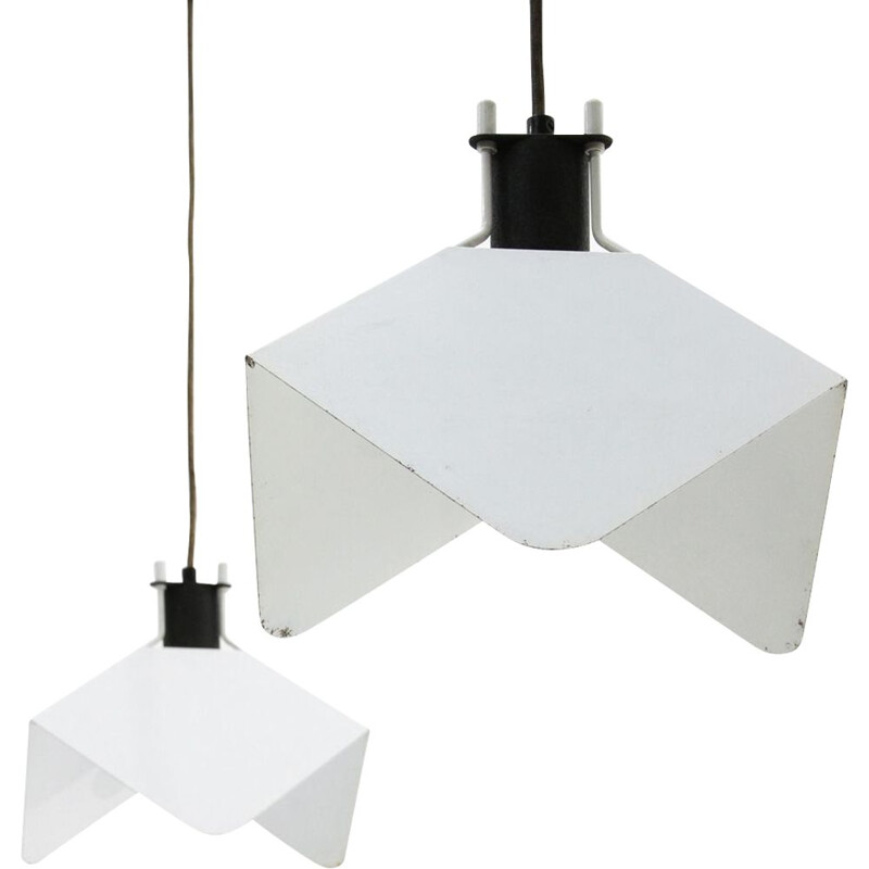 Pair of Triedro pendant lamps by Joe Colombo for Stilnovo