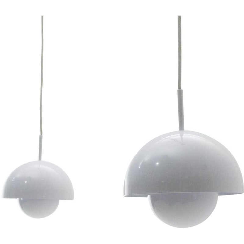 Pair of white pendant lamps by Egoluce