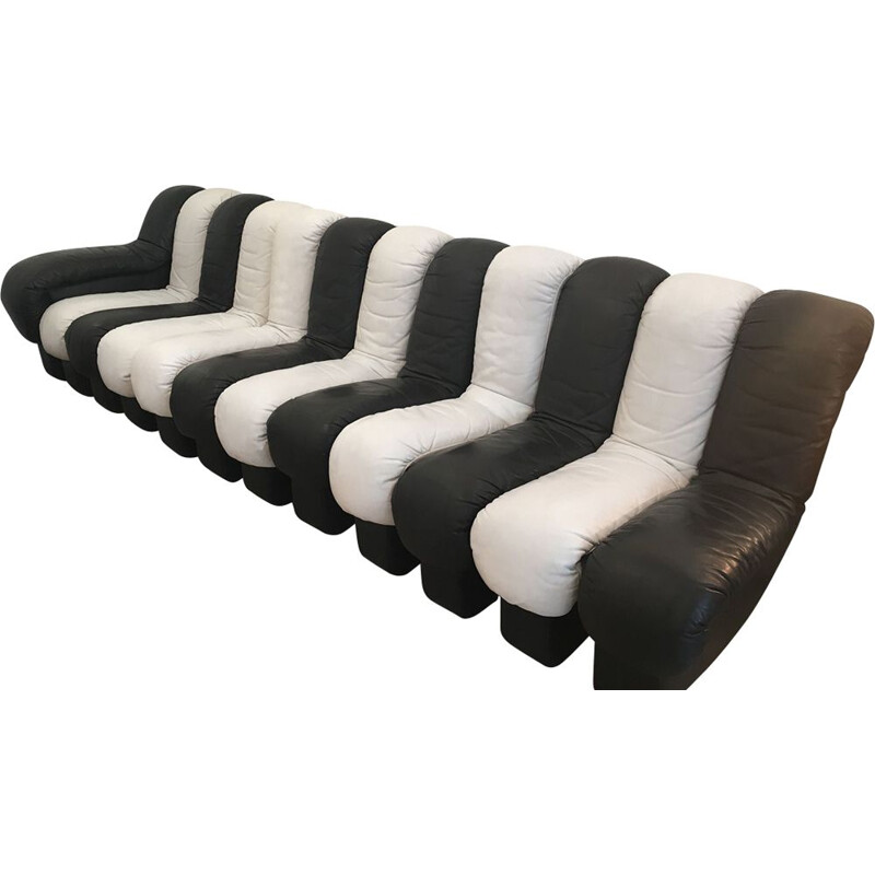 Black and white leather sofa by De Sede 