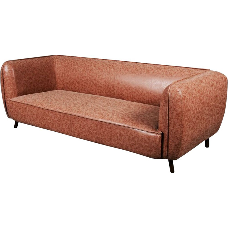 Vintage Scandinavian sofa in brown leatherette