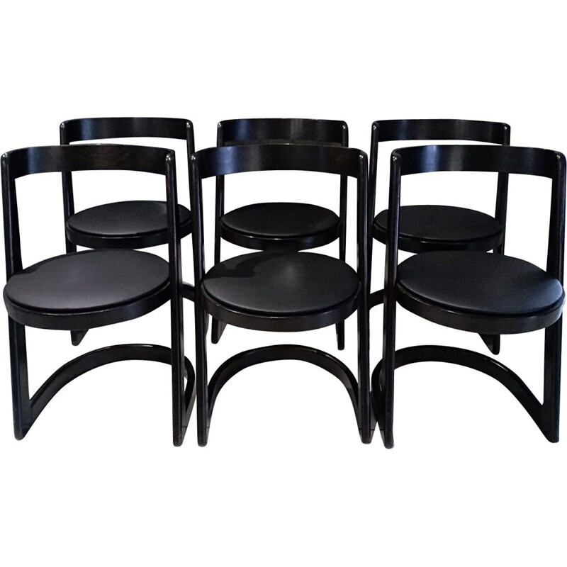 Set of 6 Halfa chairs in black beechwood