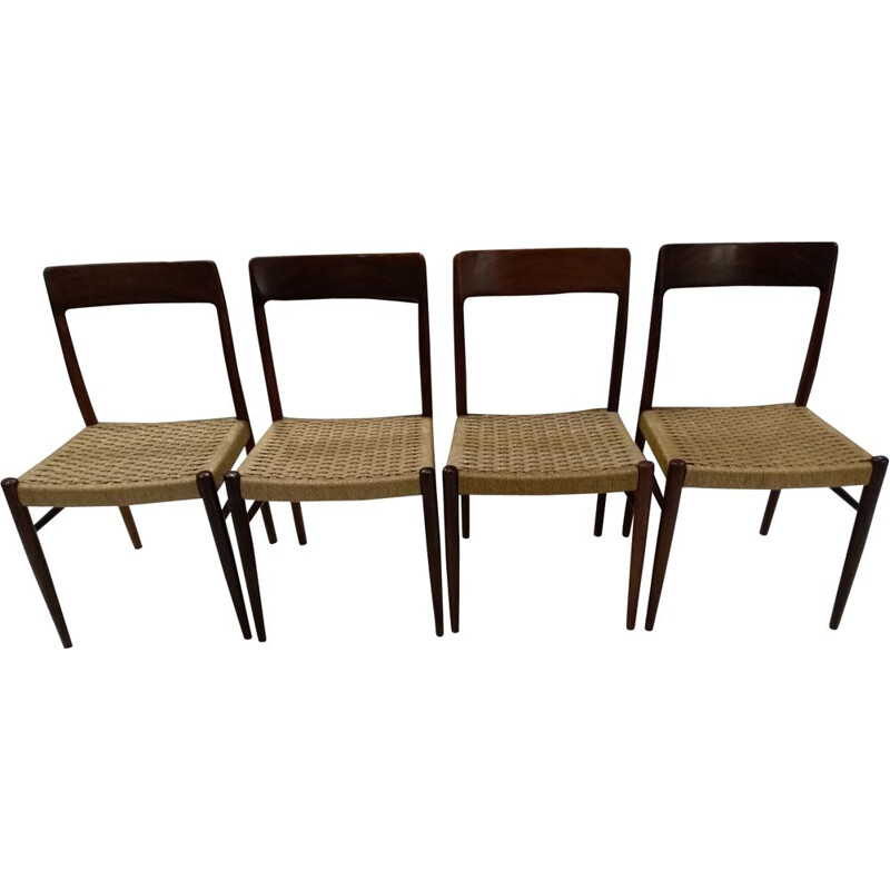 Set of 4 vintage Scandinavian dining chairs by Niels Otto Møller