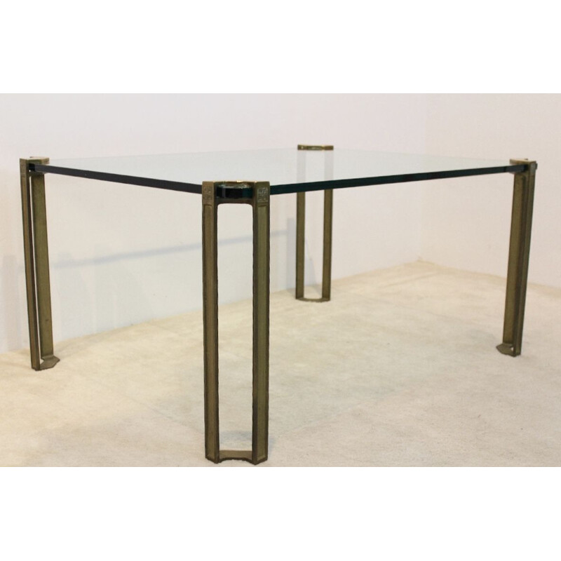 Vintage brass and glass coffee table by Peter Ghyczy