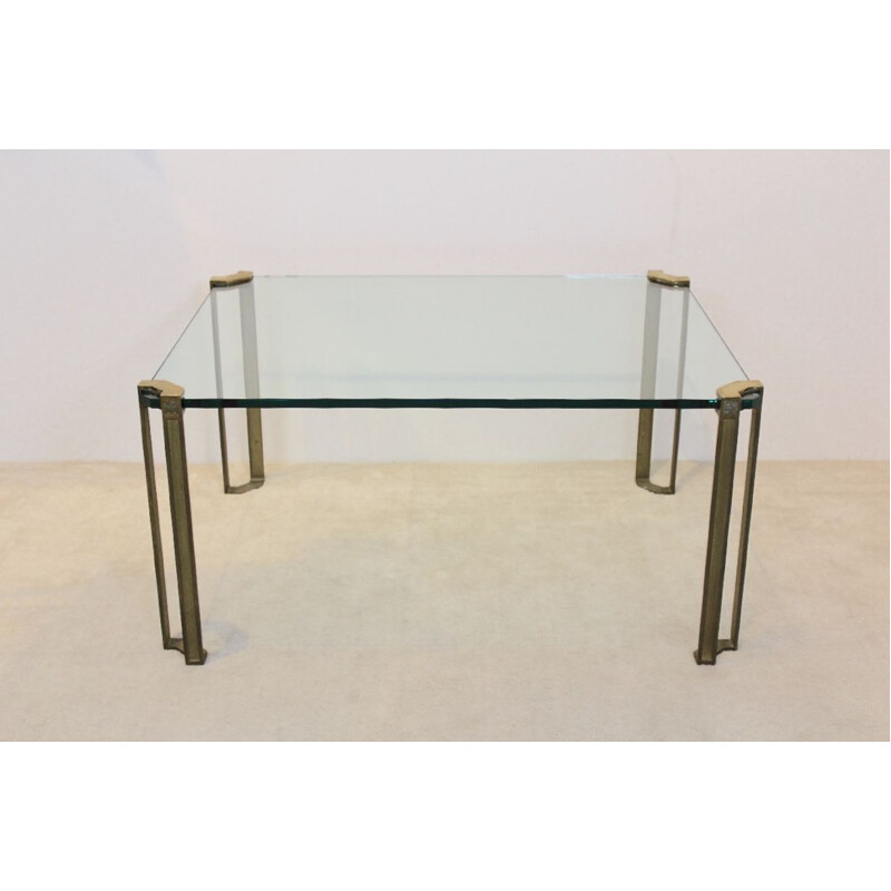 Vintage brass and glass coffee table by Peter Ghyczy