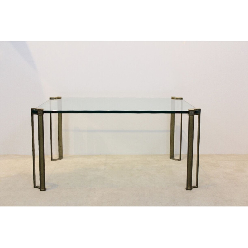 Vintage brass and glass coffee table by Peter Ghyczy