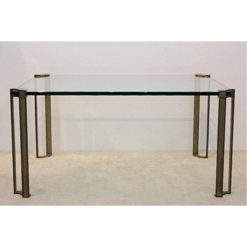 Vintage brass and glass coffee table by Peter Ghyczy