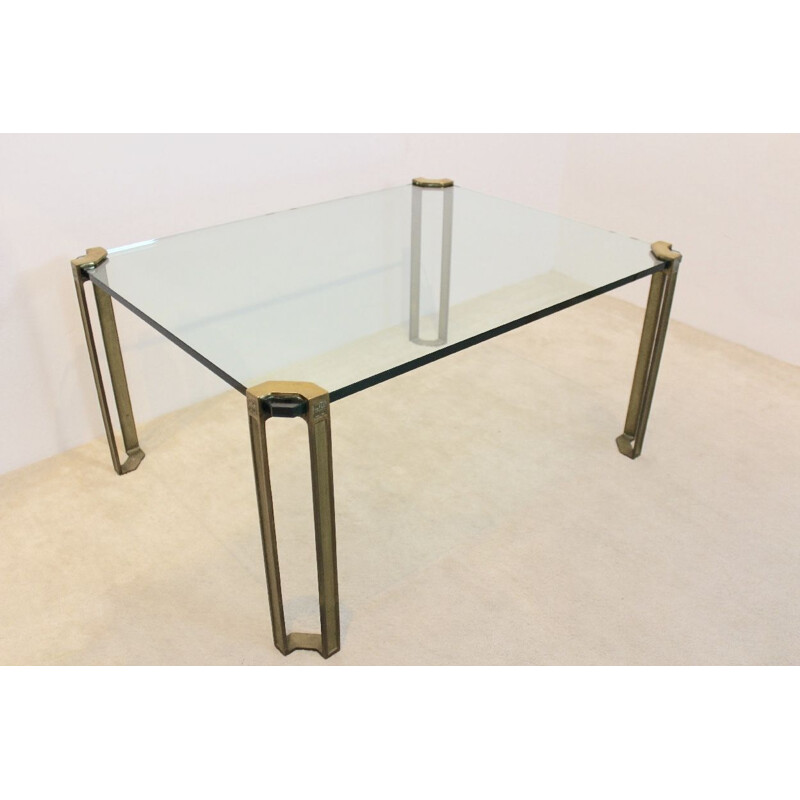 Vintage brass and glass coffee table by Peter Ghyczy