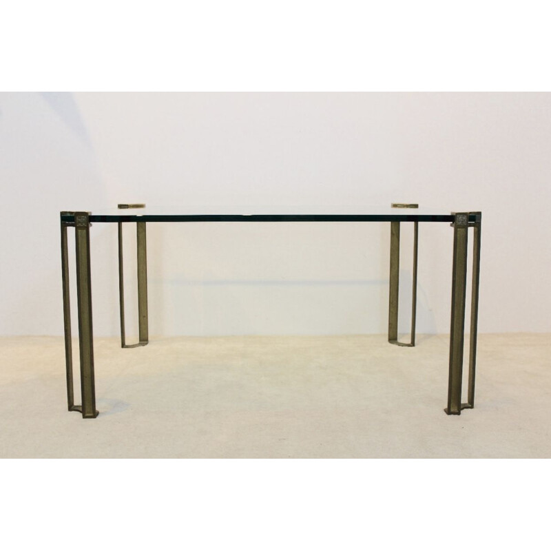 Vintage brass and glass coffee table by Peter Ghyczy