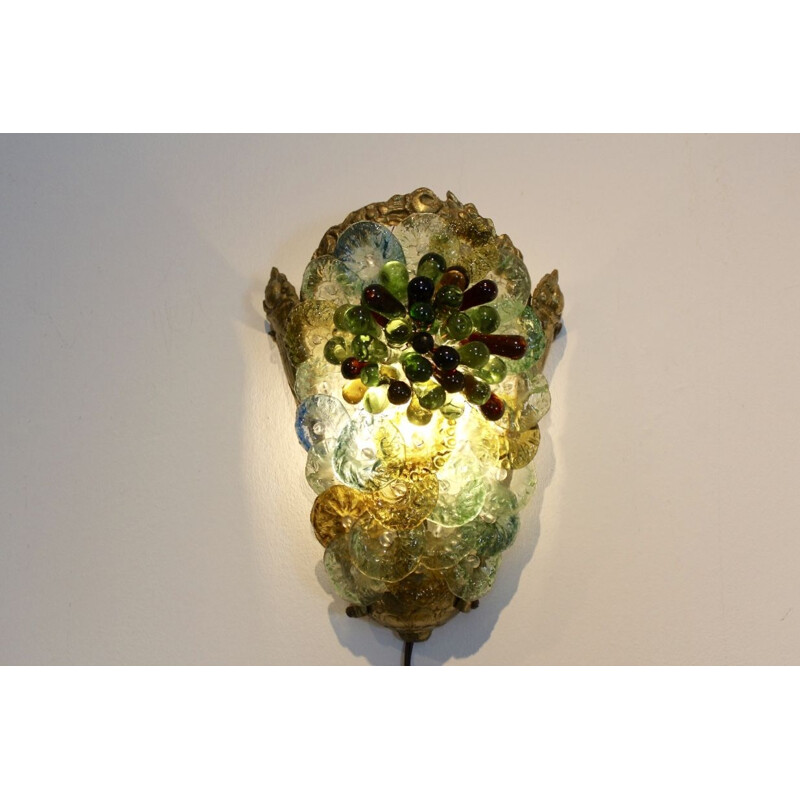 Pair of vintage wall lamps in Murano glass