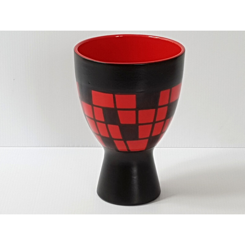Red and black diabolo vase by Elchinger