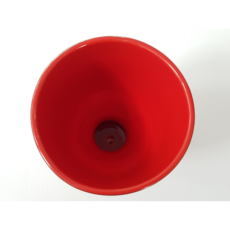 Red and black diabolo vase by Elchinger