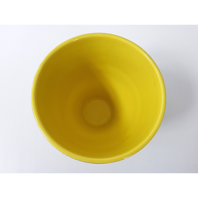 Vase jaune et noir en céramique par Elchinger